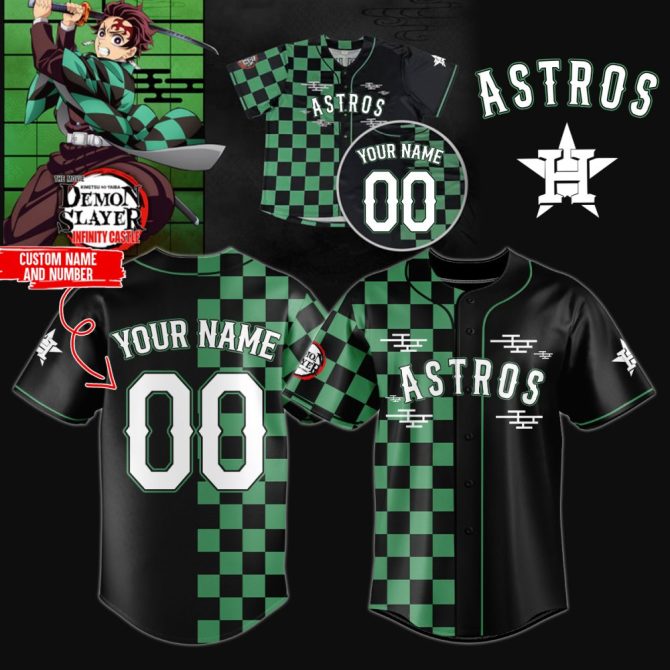 Custom Astros Jersey Inspired By Demon Slayer - Personalize Name & Number!
