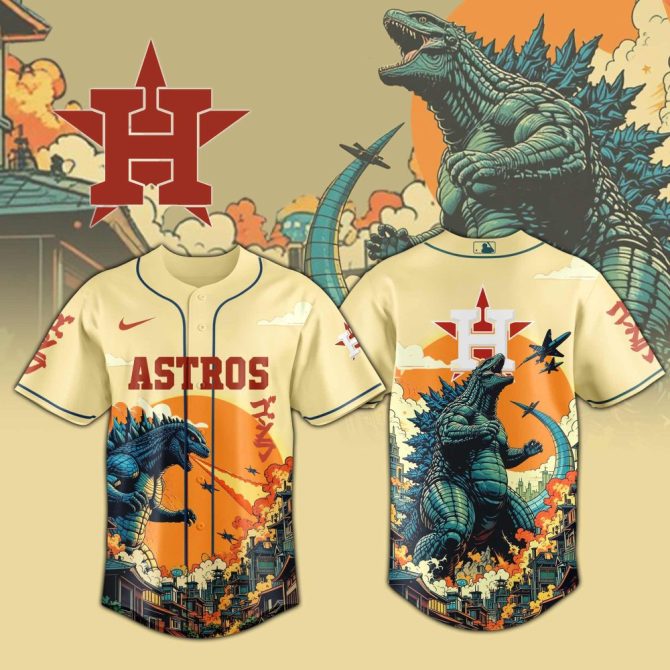 Astros Baseball Jersey With Monster Graphic - Unique Sports Fan Apparel