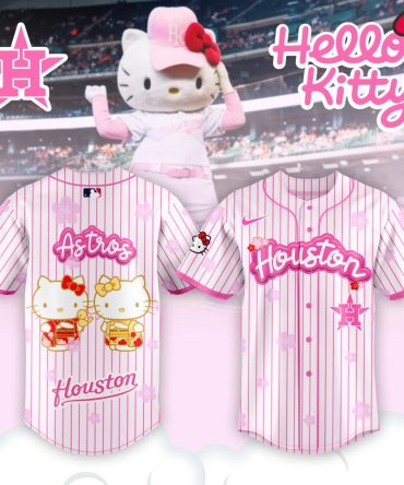 Hello Kitty Astros Jersey - Cute Pink Striped Houston Baseball Fans Shirt
