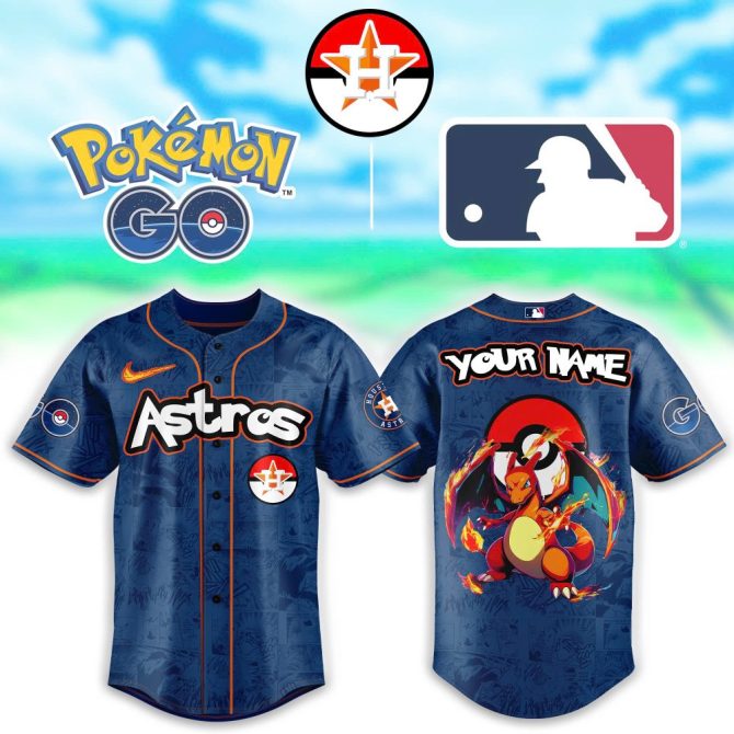Custom Astros Pokémon Go Baseball Jersey – Add Your Name & Favorite Pokémon Design