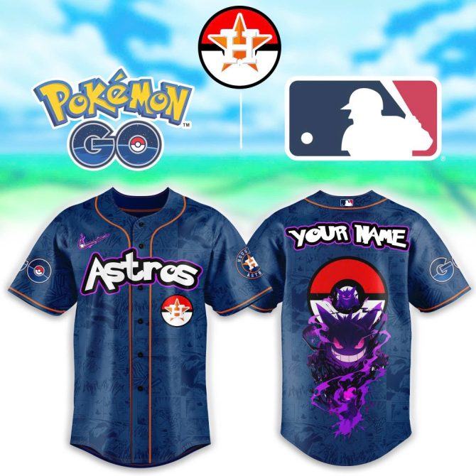 Custom Astros Pokémon Go Jersey - Personalized Mlb Fan Apparel With Gengar Design