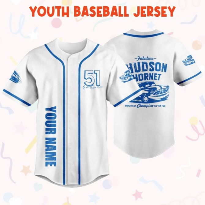 Customizable Hudson Hornet Baseball Jersey - Kids, Youth, Adult Sizes - Personalize Your Name! - Image 6