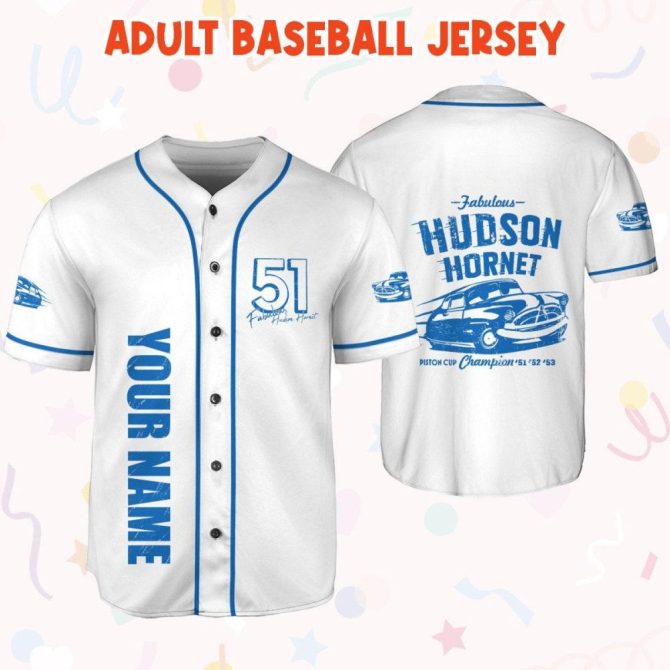 Customizable Hudson Hornet Baseball Jersey - Kids, Youth, Adult Sizes - Personalize Your Name! - Image 7