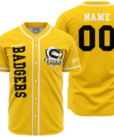 Custom Hufflepuff Badgers Baseball Jersey – Personalized Name & Number, Wizarding Sports Gear