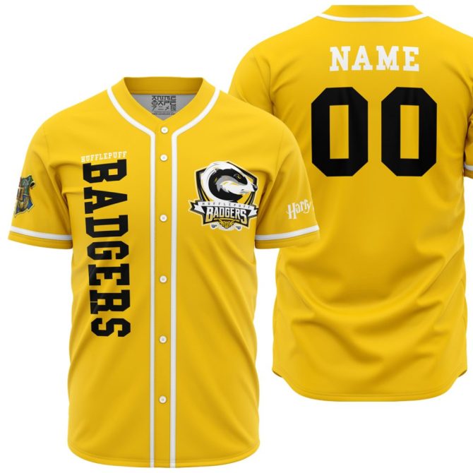 Custom Hufflepuff Badgers Baseball Jersey – Personalized Name & Number, Wizarding Sports Gear