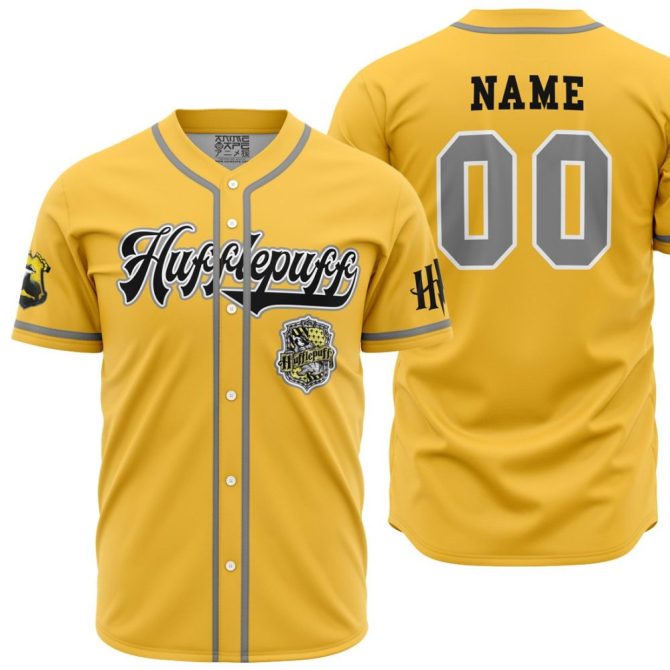 Custom Hufflepuff Quidditch Jersey - Personalized Name & Number - Unisex Golden Sports Shirt