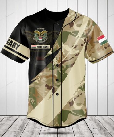 Custom Military Camo Baseball Jersey - Personalized Name & Flag Design