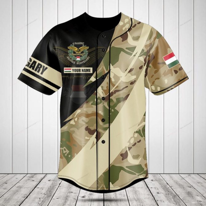 Custom Military Camo Baseball Jersey - Personalized Name & Flag Design