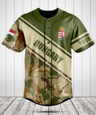Custom Hungary Baseball Jersey - Camouflage Design, Personalized Name, Perfect For Fans