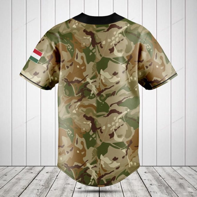 Customizable Hungary Flag Camo Baseball Jersey - Personalize Your Style! - Image 2
