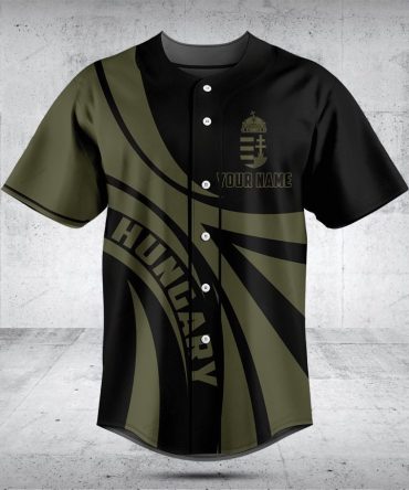 Hungary Custom Baseball Jersey - Personalized Name & Number, Stylish Black/Green Design