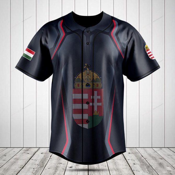 Stylish Hungarian Flag Baseball Jersey - Customizable Team Sportswear For Fans