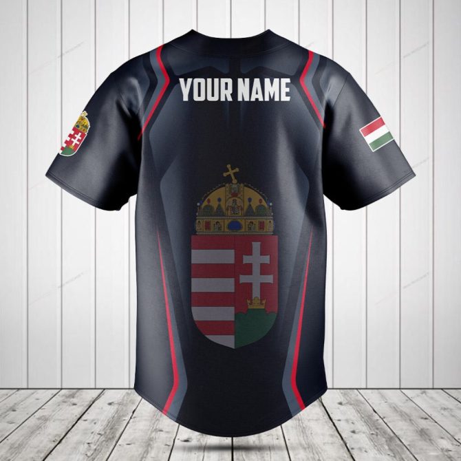 Stylish Hungarian Flag Baseball Jersey - Customizable Team Sportswear For Fans - Image 2