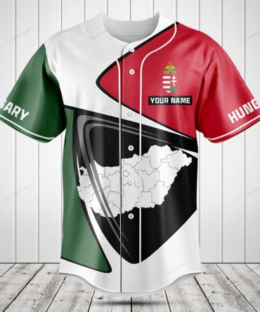 Hungary Pride Custom Baseball Jersey – Personalized Name, Stylish Map Design