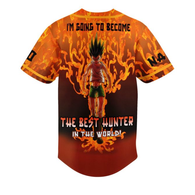 Custom Hunter Anime Baseball Jersey – Personalize Name & Number, Iconic Gon Design - Image 3