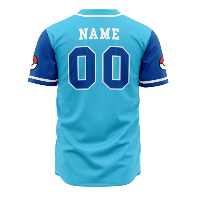 Customizable Hydro Pumps Baseball Jersey – Blue Pokémon-Inspired Shirt With Unique Design - Image 3