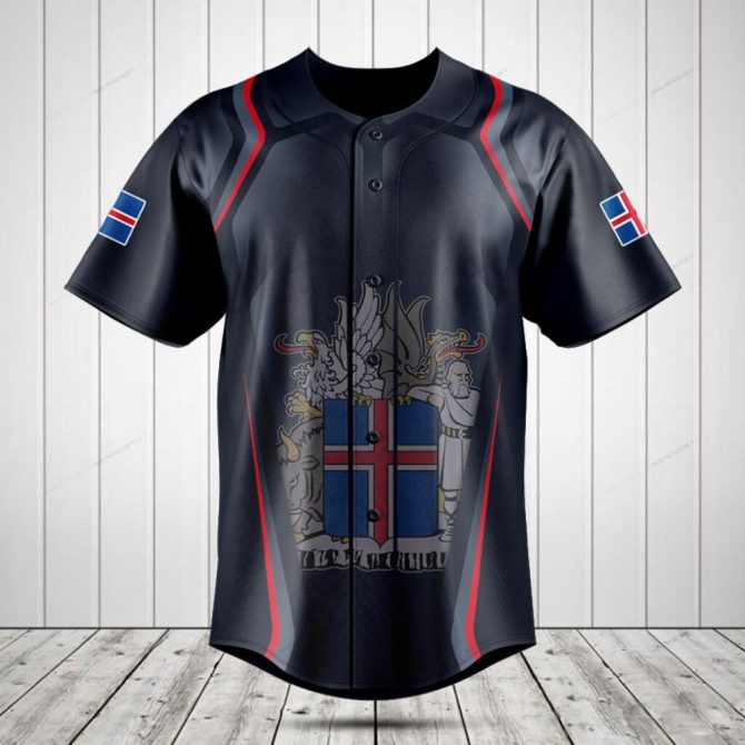 Iceland Flag & Crest Baseball Jersey - Stylish Sportswear For Pride & Comfort
