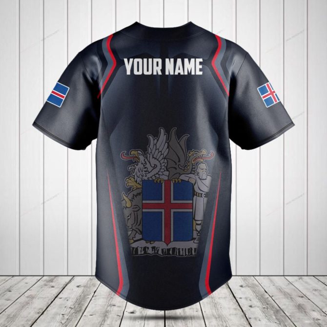 Iceland Flag & Crest Baseball Jersey - Stylish Sportswear For Pride & Comfort - Image 2