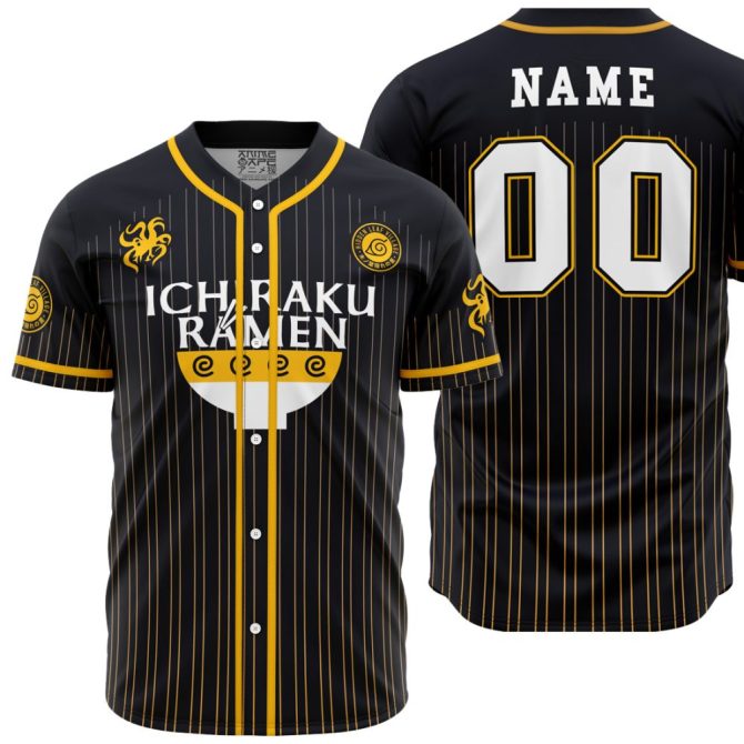 Custom Anime Baseball Jersey - Ichiraku Ramen Design, Personalized Name & Number, Great Gift!