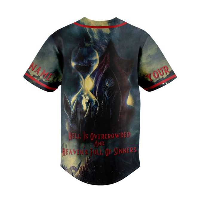 Customizable In Flames Baseball Jersey - Unique Gothic Art Design, Perfect Gift For Metal Fans - Image 3