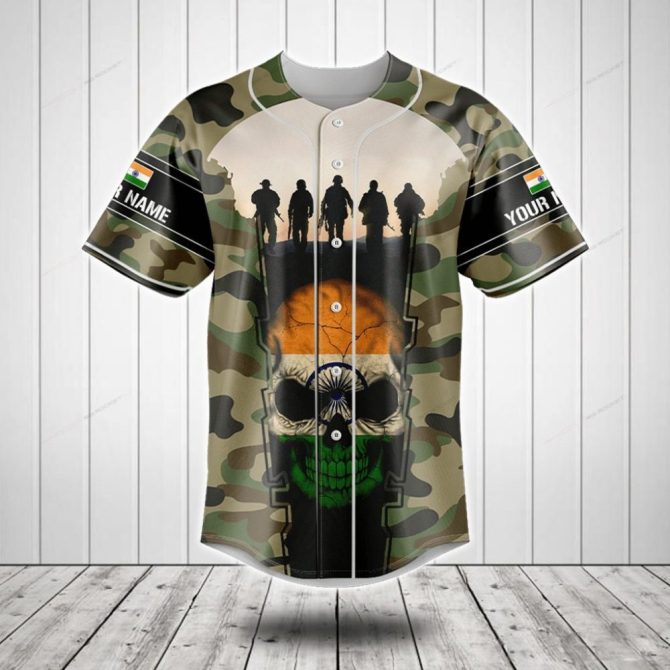 Custom Camouflage Jersey With Skull & Soldier Design - Personalized Name & Flag Options