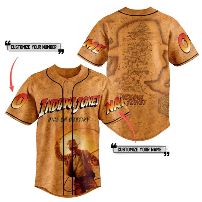Custom Indiana Jones Baseball Jersey - Adventure Design, Name & Number Personalization