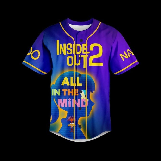 Customizable Inside Out 2 Baseball Jersey - Personalize Name & Number - Vibrant Emotional Design - Image 2