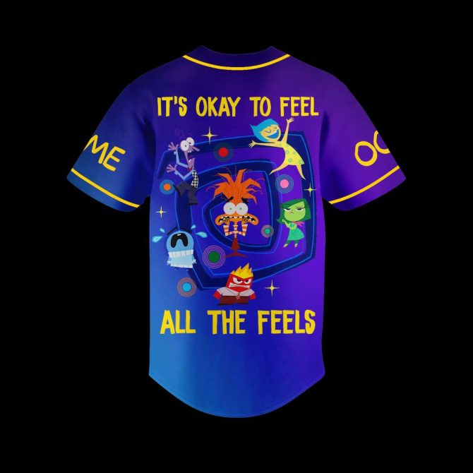 Customizable Inside Out 2 Baseball Jersey - Personalize Name & Number - Vibrant Emotional Design - Image 3
