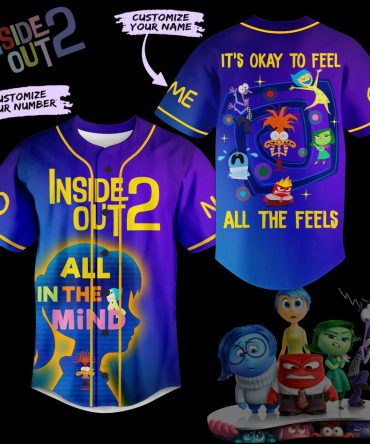 Customizable Inside Out 2 Baseball Jersey - Personalize Name & Number - Vibrant Emotional Design