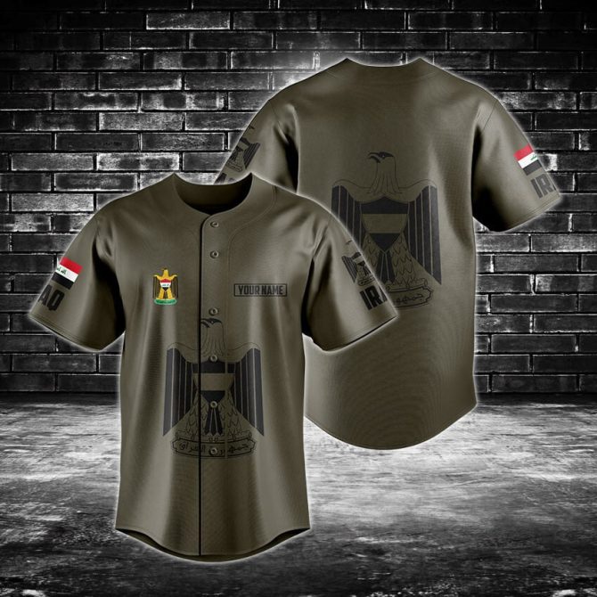 Iraq Flag Baseball Jersey - Customizable Name & Number - Patriotic Sports Shirt