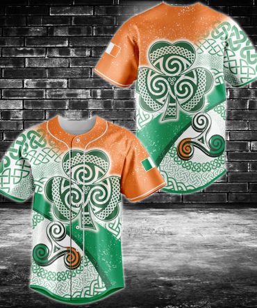 Irish Celtic Knot Baseball Jersey – Vibrant Shamrock Design, Unisex Sportswear