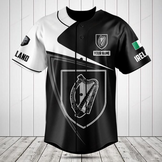 Irish Pride Baseball Jersey - Customizable Name & Flag Design - Unisex Sports Shirt
