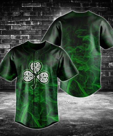 Men'S Celtic Knot Shamrock Jersey – Stylish Green & Black Baseball Tee