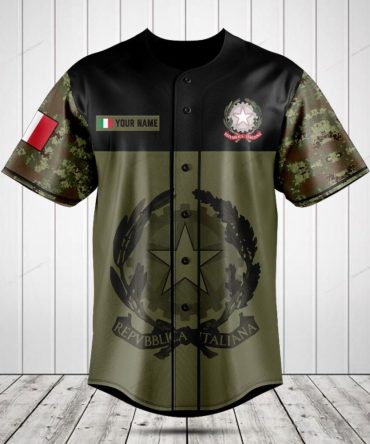Custom Italian Flag Camo Baseball Jersey - Personalized Design, Stylish & Unique