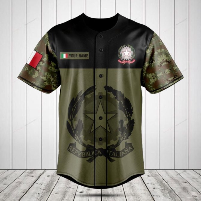 Custom Italian Flag Camo Baseball Jersey - Personalized Design, Stylish & Unique