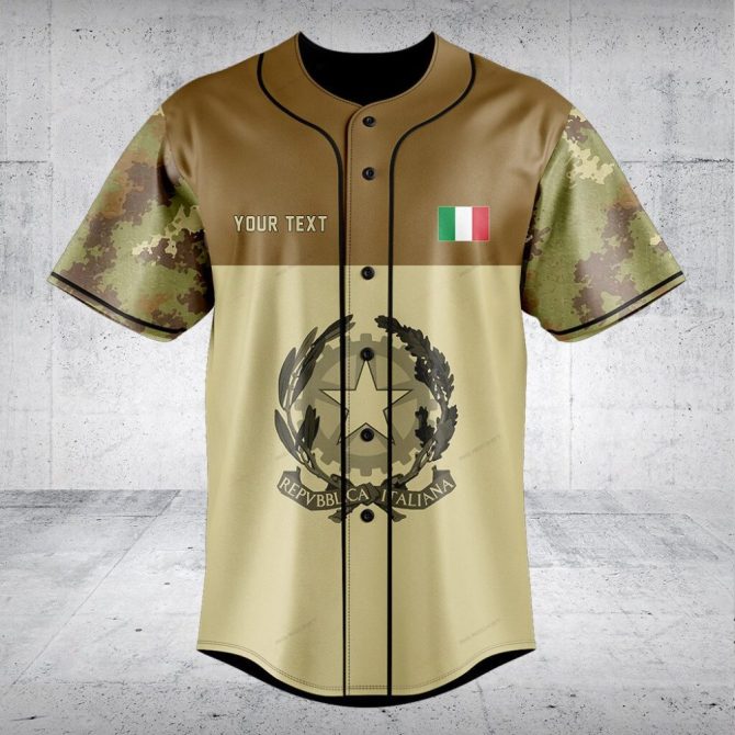 Customizable Italian Flag Camo Baseball Jersey - Stylish & Unique Sportswear