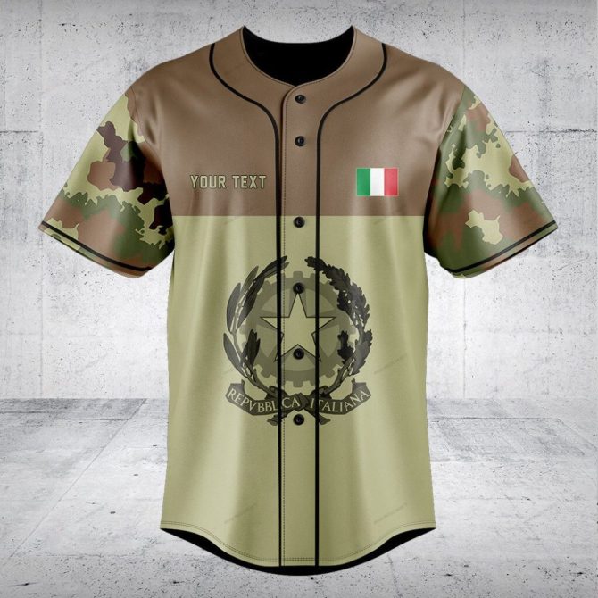 Customizable Italian Camo Baseball Jersey - Military Style, High-Quality Fabric