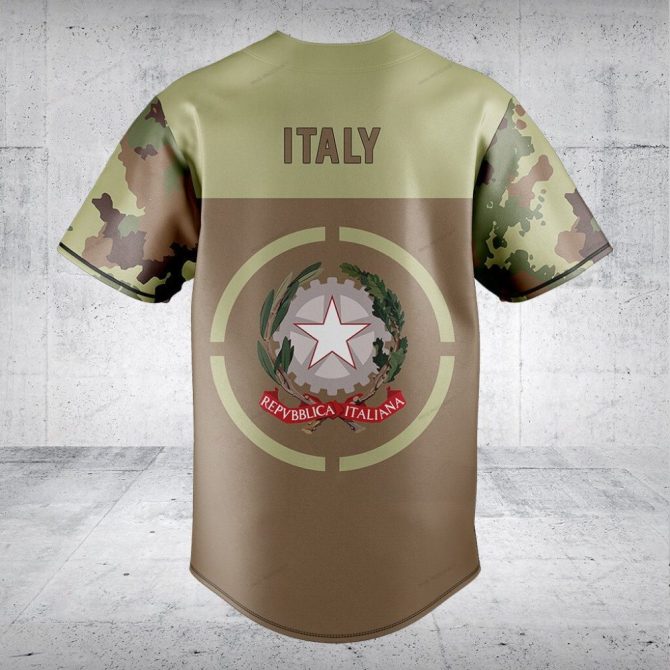 Customizable Italian Camo Baseball Jersey - Military Style, High-Quality Fabric - Image 2