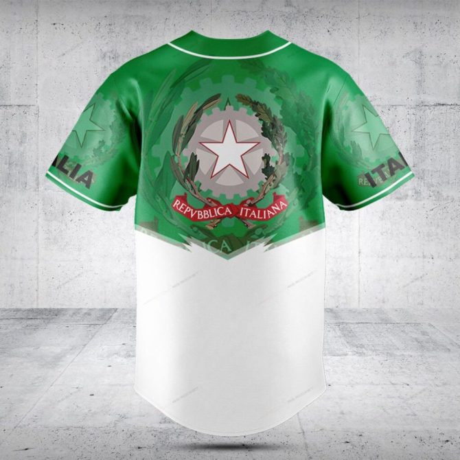 Custom Italy Baseball Jersey - Personalize Your Name & Number - Stylish Green & White Design - Image 2