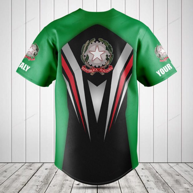 Custom Italian Flag Baseball Jersey – Personalized Team Sportswear - Image 2