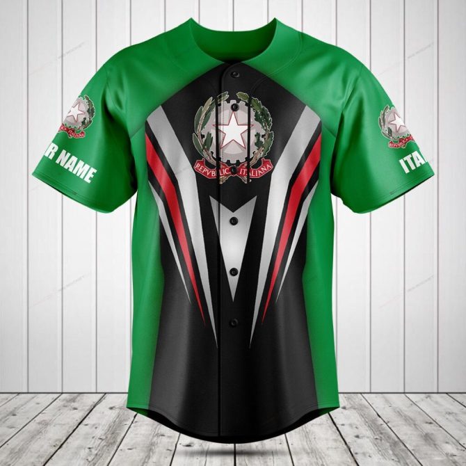 Custom Italian Flag Baseball Jersey – Personalized Team Sportswear