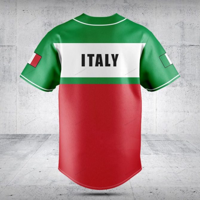 Custom Italian Flag Baseball Jersey - Personalize Your Name - Unique Gift Idea - Image 2