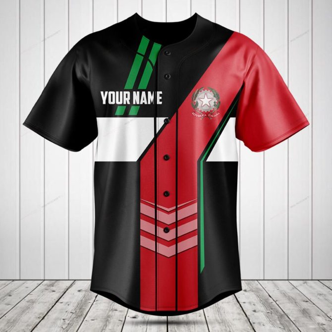 Customizable Italian Style Baseball Jersey - Add Your Name, Bold Design