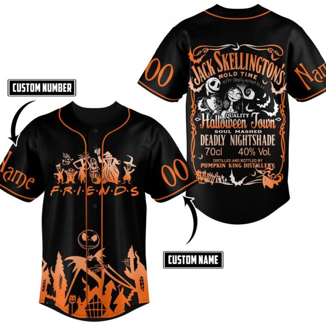 Custom Halloween Baseball Jersey - Friends Theme, Personalized Name & Number