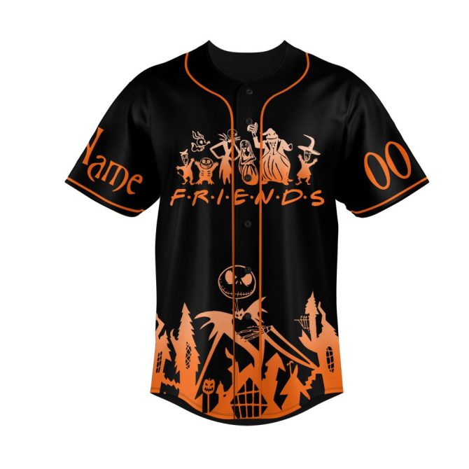 Custom Halloween Baseball Jersey - Friends Theme, Personalized Name & Number - Image 2