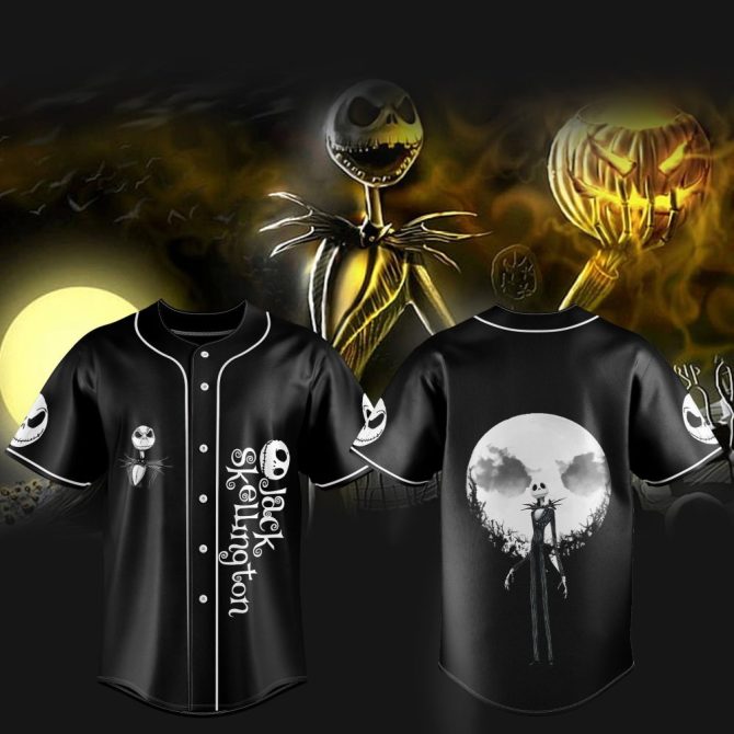 Jack Skellington Baseball Jersey - Spooky Night Design For Halloween Fans