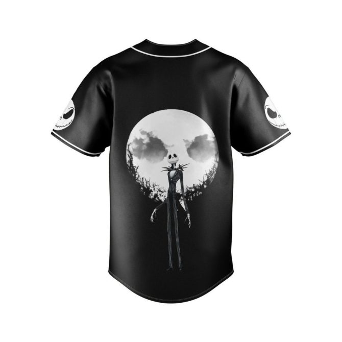 Jack Skellington Baseball Jersey - Spooky Night Design For Halloween Fans - Image 4