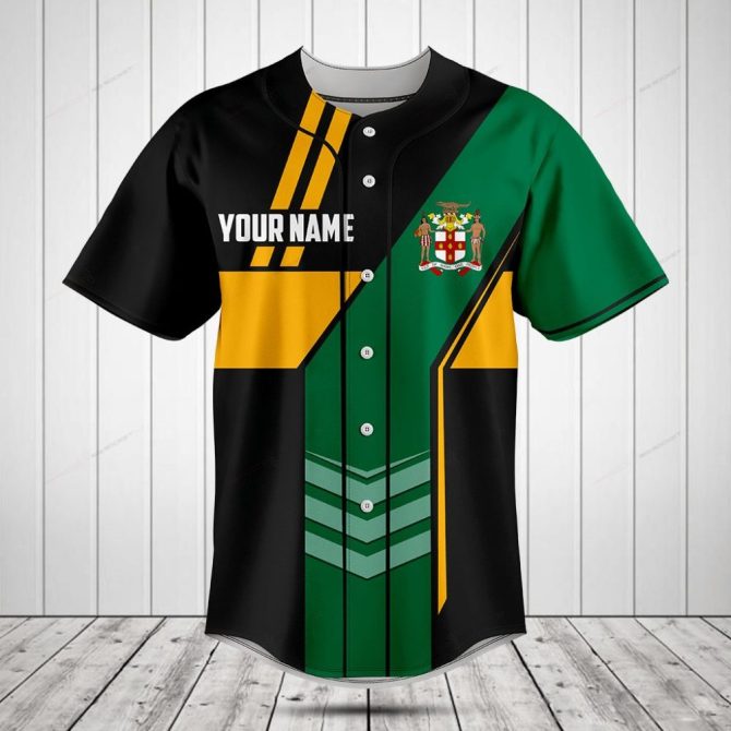 Customizable Jamaica Flag Baseball Jersey - Personalized Sportswear For Fans