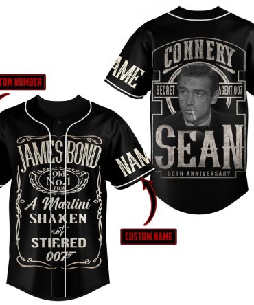 Custom James Bond Baseball Jersey - 60Th Anniversary Sean Connery 007 Design - Personalized Name & Number