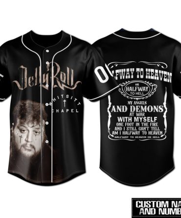 Custom Black Baseball Jersey – Halfway To Heaven Graphic Design, Personalized Name & Number
